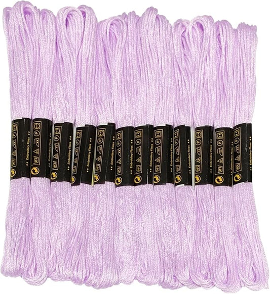 12 Skeins Embroidery Floss Purple Color, Friendship Bracelet String Cross Stitch Embroidery Thread Floss Bracelet Making Yarn, Craft Floss（Purple）