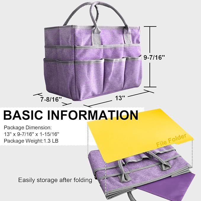 Cupohus Craft Organizer Tote Bag, Purple Sewing Bag for Art