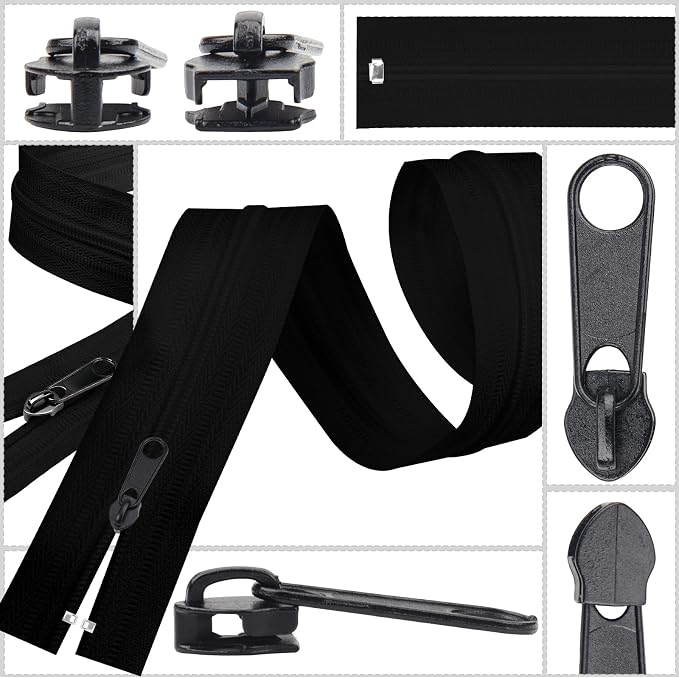DOITEM 20Pcs Zipper Repair Kit Zippers Replacement 5# Zipper Pull Rescue Kit for Clothing Jackets Purses Luggage Backpacks