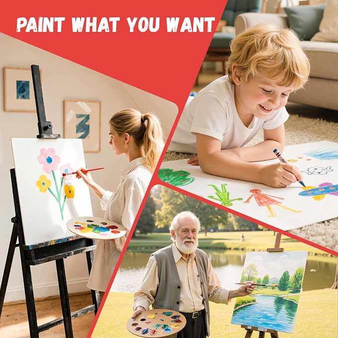 Simetufy 12 Pack 16x20 Inch Flat Canvas Panels Large Painting Boards | 8 Oz Triple Primed 100% Cotton Acid Free White Blank for Acrylic, Oil Paints