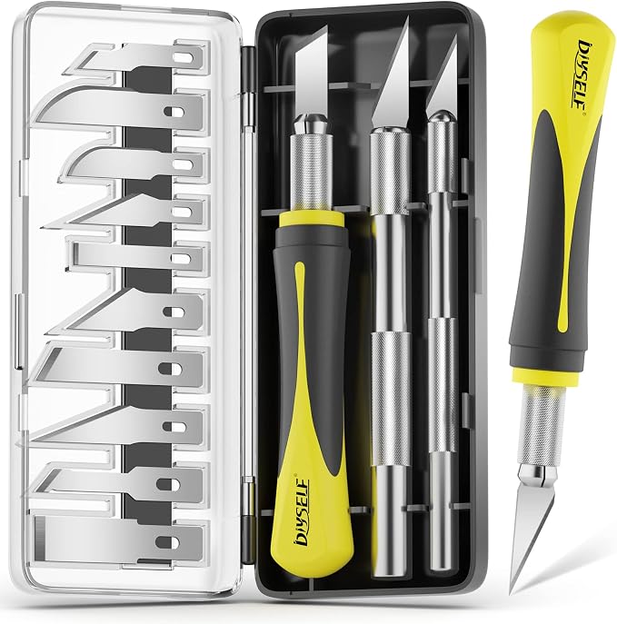 DIYSELF 16-Piece Exacto Knife Set, Craft Knife & Hobby Knife Kit, Precision Knife with Magnetic Storage Case, Exacto Knife for Crafting, Paper, Foam, Vinyl, Models, 3D Printing, Junk Journal Supplies | Craft knife, hobby knife and precision knife kit f...