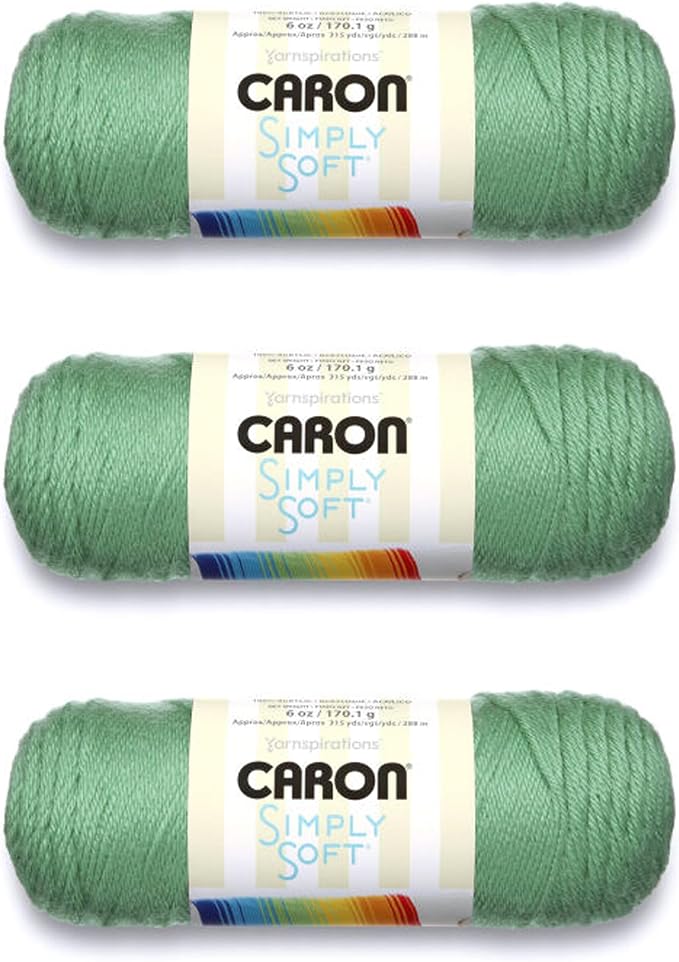 Caron Simply Soft Yarn for Crocheting & Knitting, Sage, 3-Pack | #4 Worsted Medium, Soft 100% Acrylic Yarn for Crochet, Knitting, Blankets and Crafts, 315 Yards, 170.1g/6oz per skein
