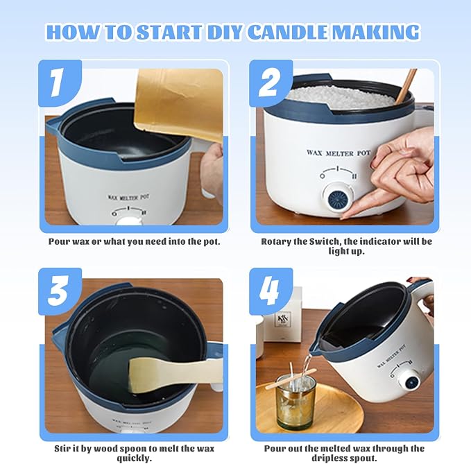 3lbs Soy Wax Melt Making Kit with Electric Wax Melting Pot | soy wax melter kit includes natural soy wax flakes, an electric wax melter, a thermometer, and wicks
