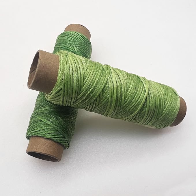 2 PCS Leather Sewing Waxed Thread, Each of 33 Yards 150D Sewing Thread Cord for Leather Craft DIY Supplies, Shoes Repairing, Green and Light Green