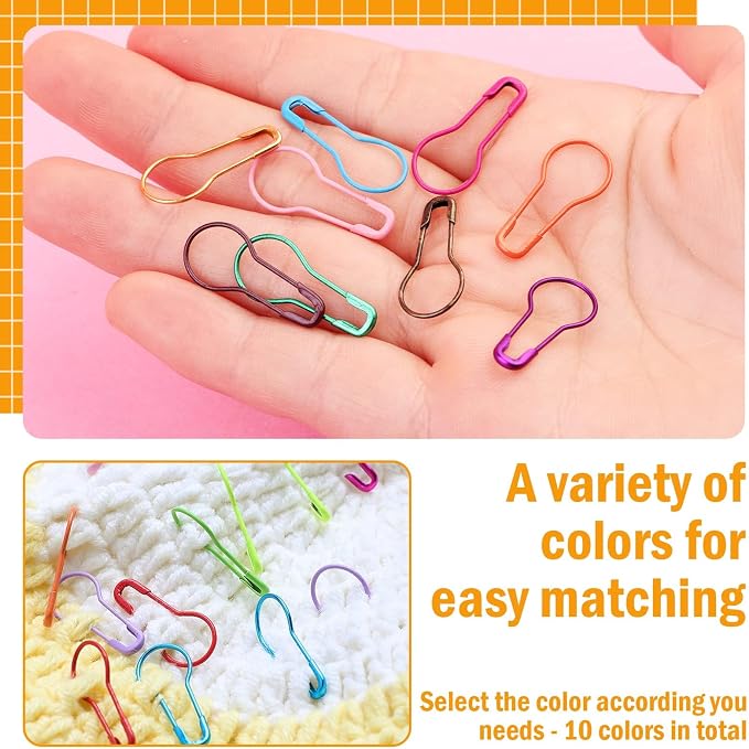 Crochet Markers, 300pcs Metal Stitch Markers for Knitting & Crocheting, Safety Pins for Fabric & Paper