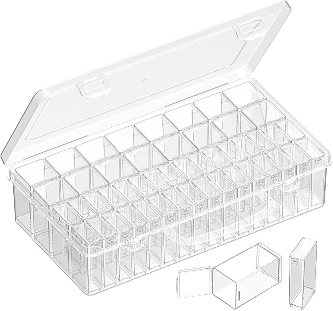 48-Grid Mixed Size Diamond Painting Storage Containers, Portable Transparent Diamond Art Storage Case, Suitable for Storing Beads, Rhinestones, and DIY Handicrafts