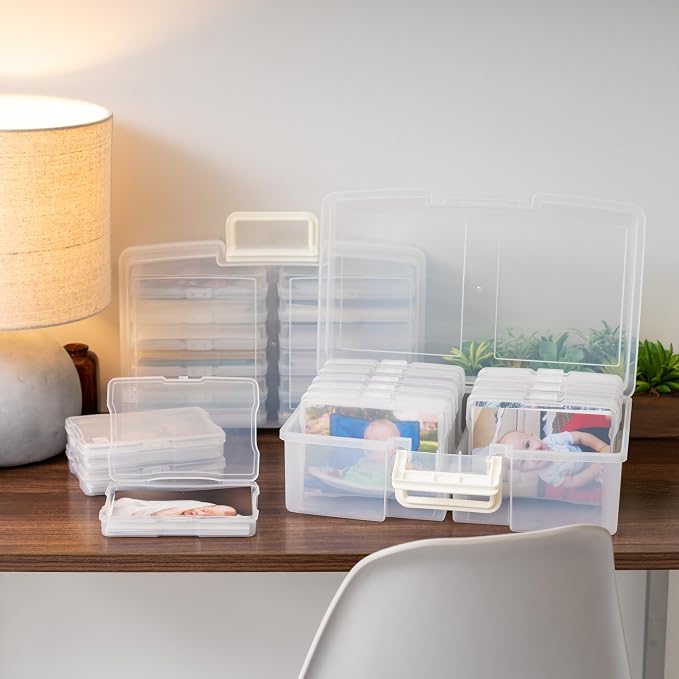IRIS USA Photo Storage Box |Made in USA| 12 Cases - (2-Pack) - Clear