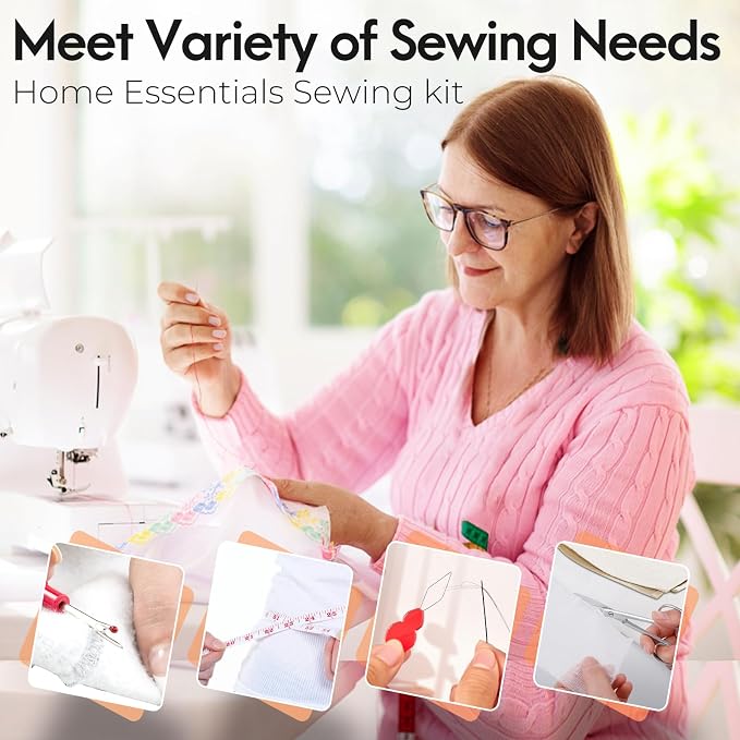 Coquimbo Sewing Kit Gifts for Adults Teen Grils Women Mom Grandma, Portable Sewing Supplies Contains Tape Measure, Scissors, Thimble, Thread, Sewing Needles (White, M)