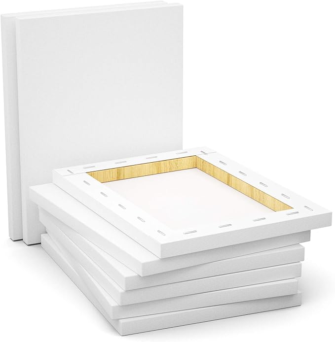 GOTIDEAL Stretched Canvas, 9x12 Inch Set of 8, Primed White | 100% Cotton Artist Canvas Boards for Painting, Acrylic Pouring, Oil Paint Dry & Wet Art Media