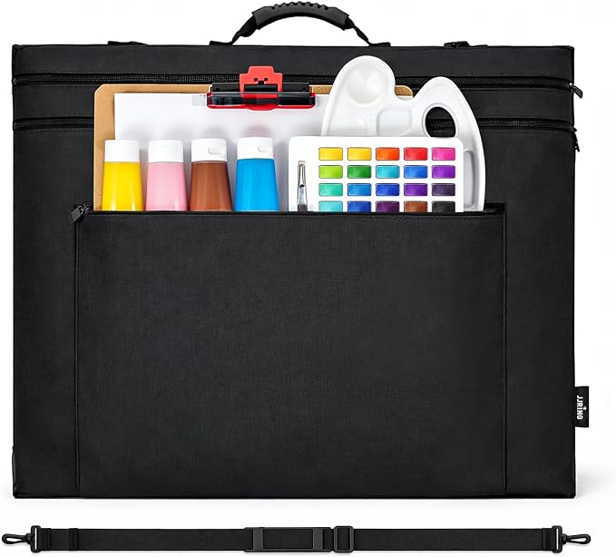 JJRING 20x26 Art Portfolio Tote Bag With Shoulder Strap, Black