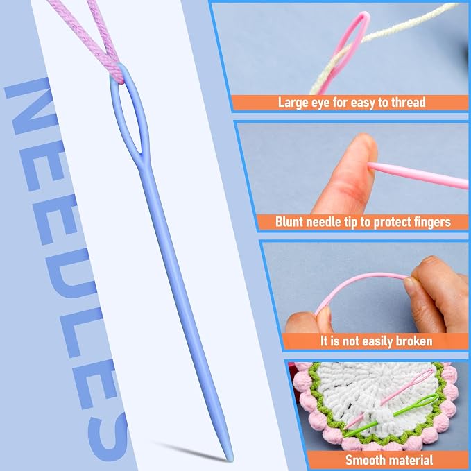 Bupete 25 PCS Yarn Needles, Tapestry Needle Darning Needles for Yarn | Crochet Needle Plastic Needles for Yarn, Weaving Needles, Large Eye Blunt Knitting Needles for Sewing, Knitting, Crochet