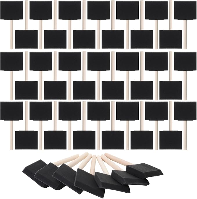 Bates- Foam Paint Brushes, 3", 40 Pack, Black Sponge Brushes for Painting, Sponge Paint Brush