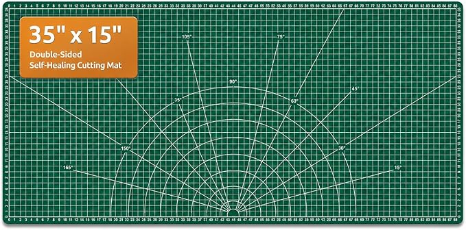 Self Healing Cutting Mat, 35" × 15", Double-Sided Rotary Cutting Mat for Sewing, Quilting, Scrapbooking & Craft, Large Craft Cutting Board for Hobby Use, Green