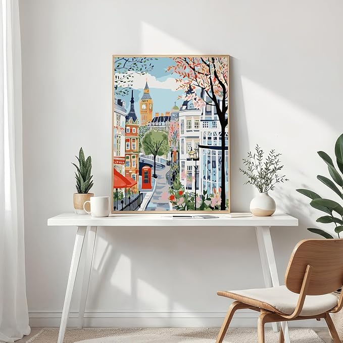 Mosaflare London Paint by Numbers for Adults Beginner 12X16 inch | Travel Scenery Adult Paint by Number Kits on Canvas, DIY Acrylic Oil Easy Painting by Numbers for Home Wall Decor