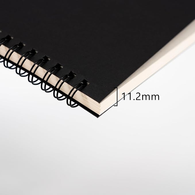 DSTELIN 9 inch x 6 inch, 100GSM, Blank Spiral Notebook, 1-Pack, Soft Cover, Sketch book, 160 Pages / 80 Sheets, (Black)