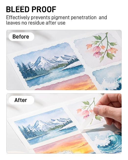 JusArt 3 Pack Artist Tape for Watercolor Paper, 1/4 inch Wide | Total 600FT Long, for Masking, Painting and Crafting, White Art Tape, Acid Free, Low Tack