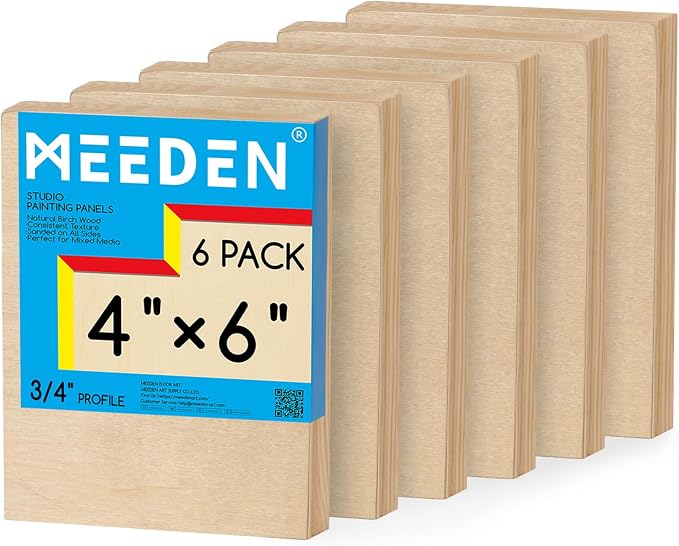 MEEDEN Unfinished Wood Canvas Board:4x6 Canvas Panel Pack of 6