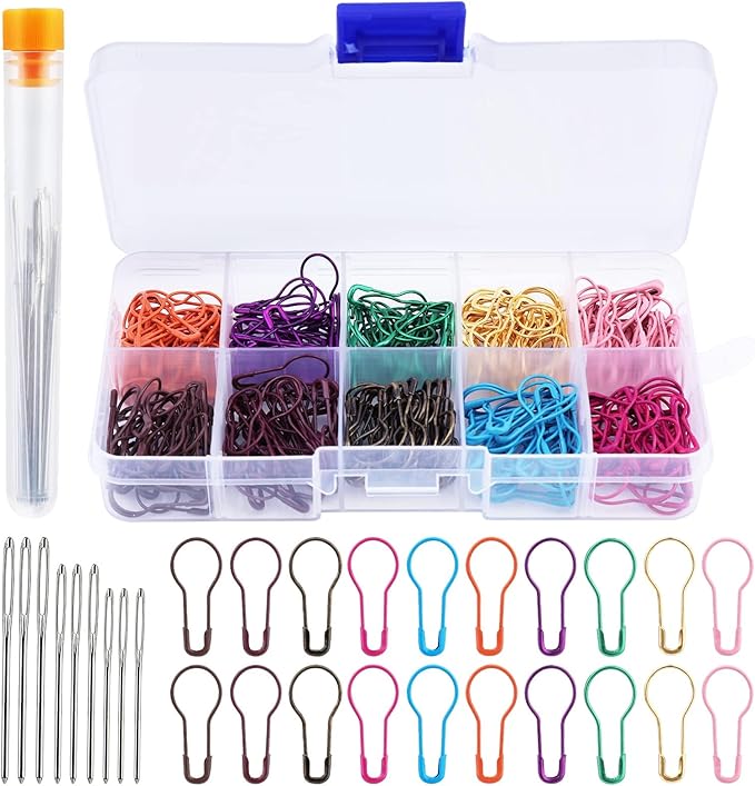 Crochet Markers, 300pcs Metal Stitch Markers for Knitting & Crocheting, Safety Pins for Fabric & Paper