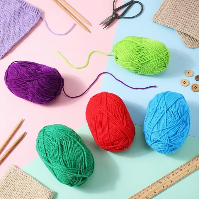 Buryeah Brown Series 8 Packs Crochet Yarn Knitting Bundle Beginner Acrylic Thread Fluffy Hand Tube Polyester Yarn Needles Bulky Kit Variety Pack 726 Yards for Weaving Crafts DIY Project Beginner