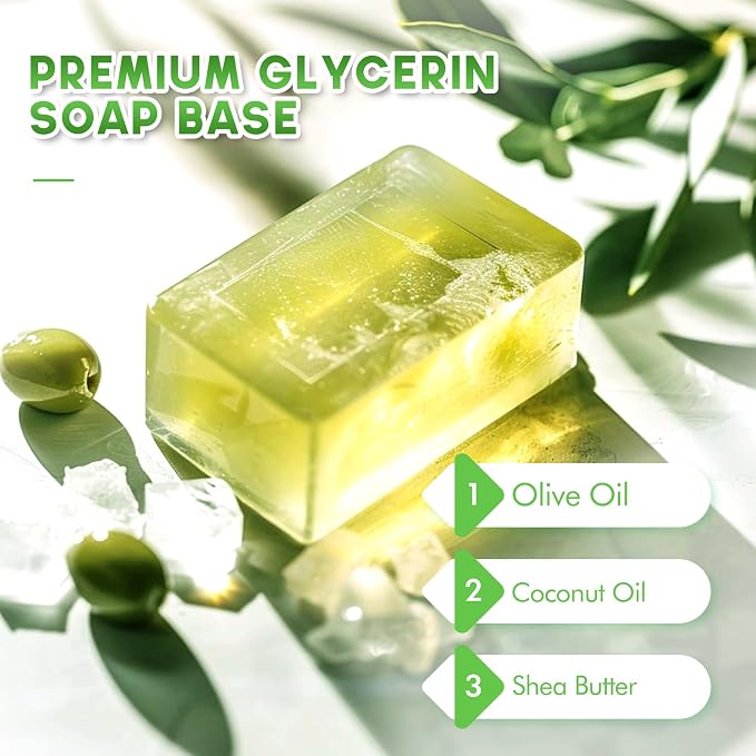 EDSRDRUS 4 LB Glycerin Soap Base Pre-Cut Moisturizing Natural Base Melt and Pour DIY Handmade for Crafting Soap Making