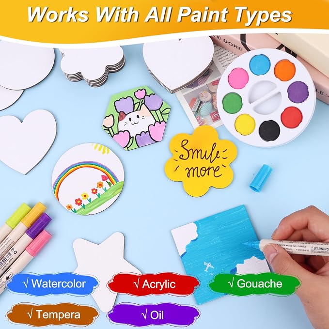 48 Pcs Magnetic Painting Canvas 3 Inch Mini Canvas Panels Magnetic Canvas Boards for Painting Blank Magnetics Locker Canvases for Fridge Magnetics Panel for Art Paints Crafts DIY Painting Decor