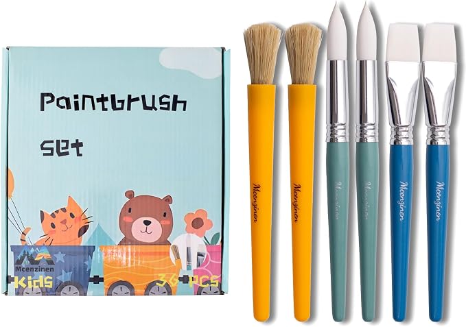Kids Paint Brushes Bulk, 36PCS Classroom Paint Brushes for Kids