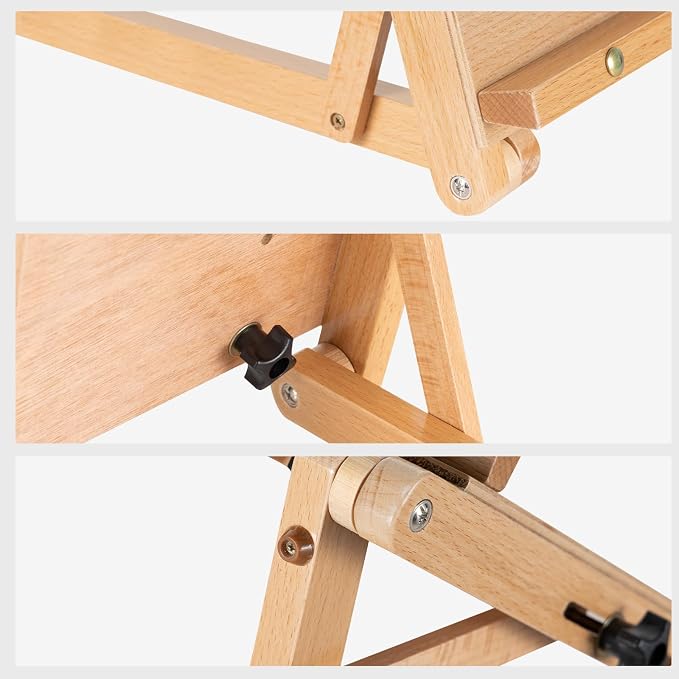 Falling in Art Adjustable Beechwood Tabletop Easel, Holds up to 22.5'' | Wooden Desktop Drawing Board Easel for Artists and Beginners, Suitable for Painting and Displaying Artwork