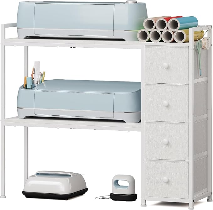 VENNQD Desktop Shelf Stand Compatible with Cricut Maker and Cricut Explore Air Series Stand Legs, Craft Desk Accessories and Space Organizer (White)
