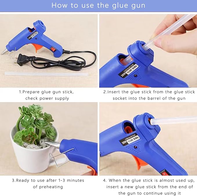Mini Hot Glue Gun Kit with 10 Sticks 20W Fast Heating Craft Tool - | Quick Melt Set for DIY Art, Home Repair & School Projects. Lightweight, Easy Use. (Blue)