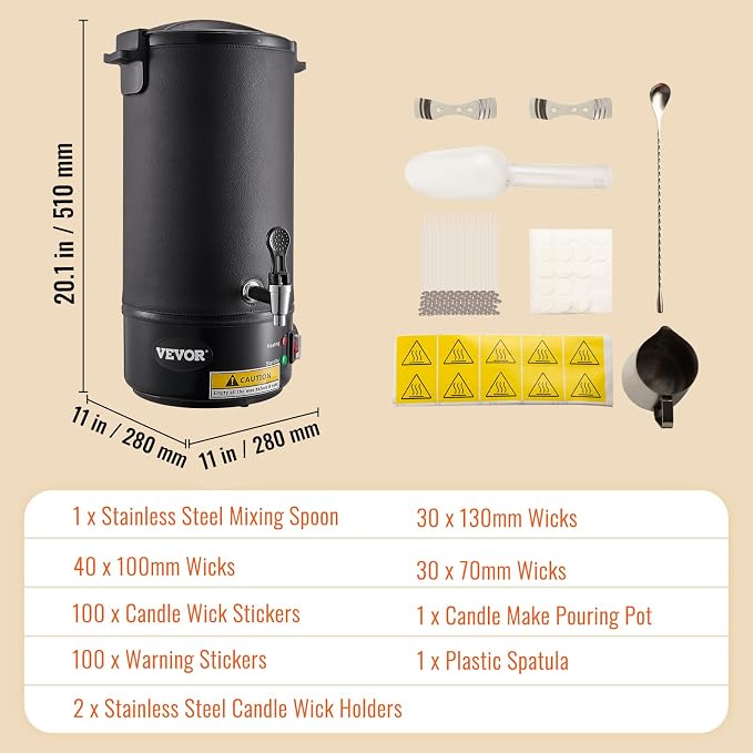 VEVOR 20Lbs Wax Melter for Candle Making, 10 L Extra Large Electric Wax Melting Pot, with Easy Pour Spout and 5-Level Temp Control, Easy Clean for Candle Soap Cream Beauty Bulk Production Business | For Candle Soap Cream Beauty Bulk Production Business...