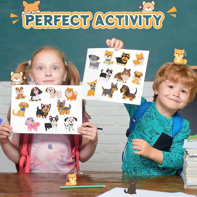Labeol Diamond Art Kits for Kids Boys and Girls Ages 6-8-10-12 Easy to DIY Creative Diamond Art Sticker Craft by Numbers Kits for Kids and Adult Beginners (Puppy)