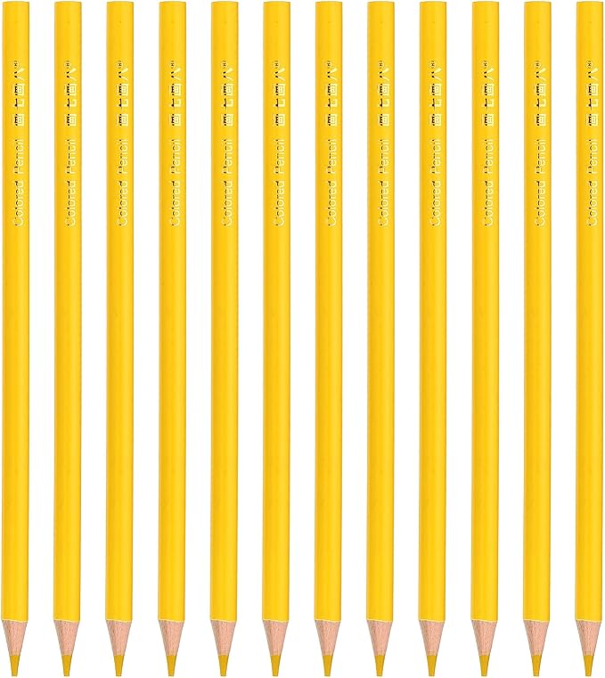 PATIKIL Lemon Colored Pencils Set,12 Pcs Oil Color Pencils Wooden Coloring Drawing Pencil for Artists Art Painting
