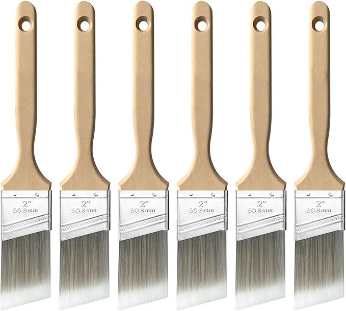 Great Andrew 6 Pack 2-inch Paint Brushes Angled