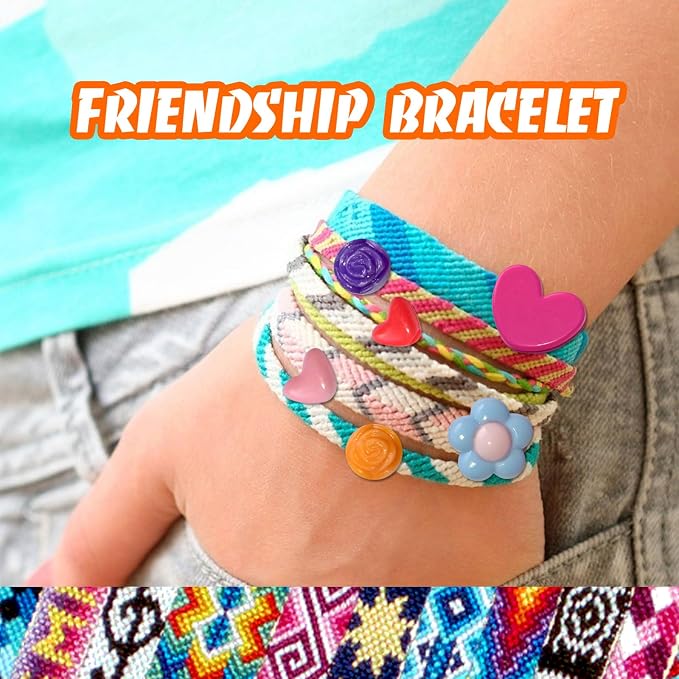 QCZKB Friendship Bracelet String 102 Skeins Fashionable Rainbow Color Embroidery Floss Cross Stitch Embroidery Thread Bracelet Yarn, Craft Floss with Beads，Tool kit