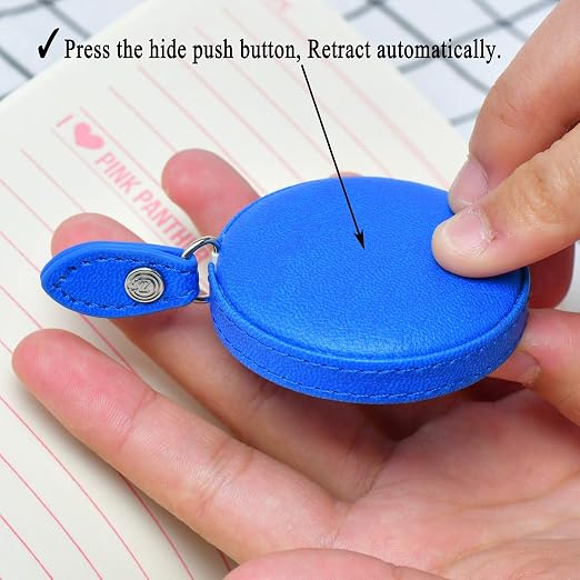 Sewing Tape Measure, Medical Body Cloth Tailor Craft Dieting Measuring Tape, 60 Inch/1.5M Dual Sided Retractable Ruler with Push Button Round(1 Pack, Blue)