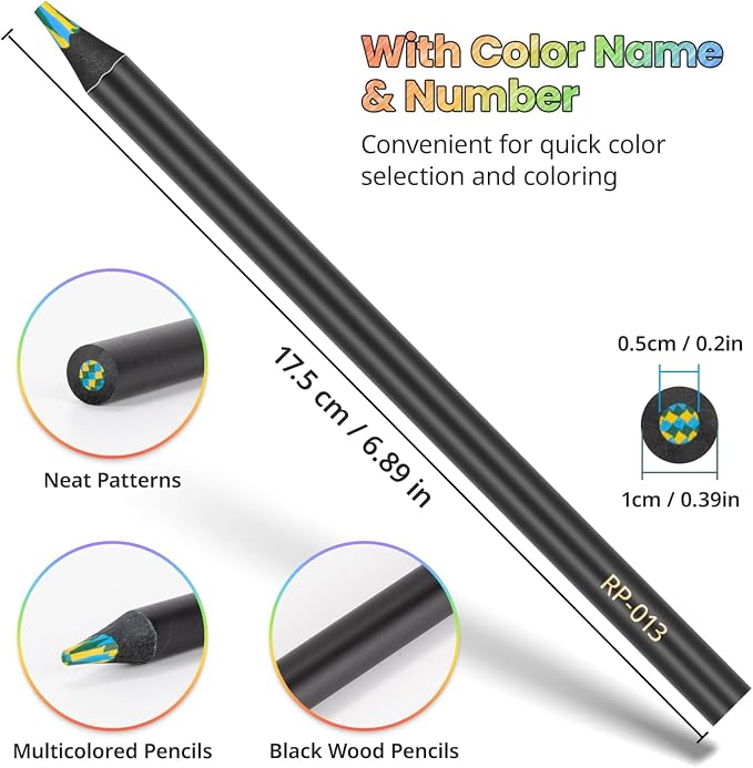 Yangmei Art Supplies, 24 Rainbow Colored Pencils, Teen Girl Gifts