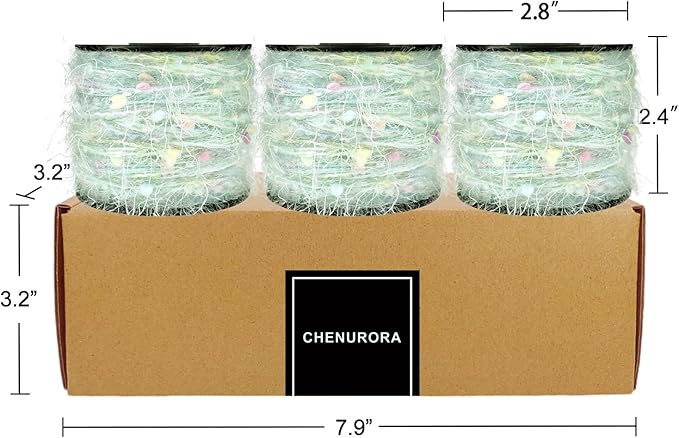 Sparkle Yarn, Acrylic Yarns for Knitting Crocheting Crafts DIY, Glitter Sequins Yarn,Set of 3 Rolls (Light Green)