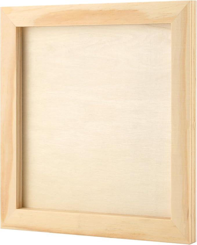 JOIKIT 20 Pack Wood Canvas Panels 6 x 6 x 5/8 Inch, Wooden Canvas Board 15x15x1cm Unfinished Wood Cradled Painting Panel Boards, Artist Wooden Canvases for Burning, Pouring, String Art, Crafts