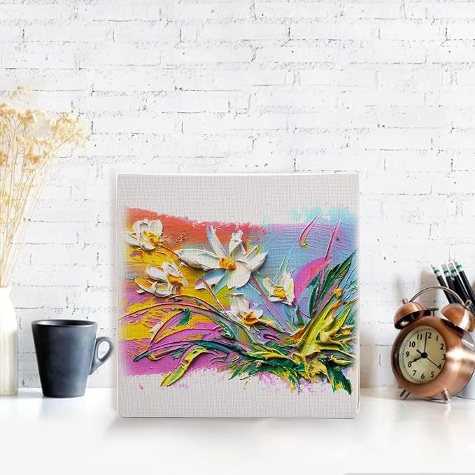 Tosnail 36 Packs 6" x 6" Artist Painting Canvas Panels White Blank Stretched Canvas Canvas Board Small Paint Canvases for Oil or Acrylic Painting Party