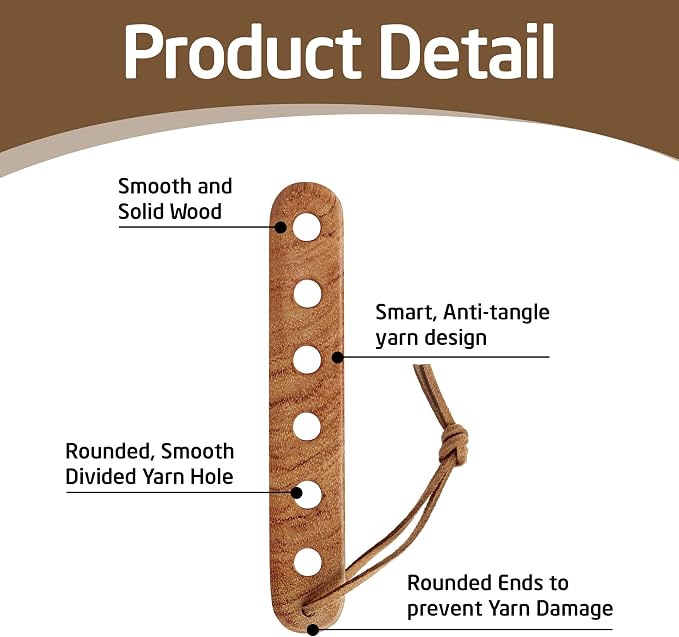Savina Wooden Yarn Divider - Knitting Yarn Organizer, 6 Holes Yarn Splitter, Crochet Yarn Tender, Knitting On The Go - Makes Knitting & Crocheting with Multiple Colors Much Easier
