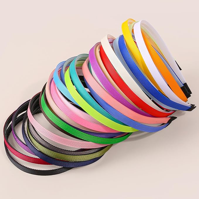 35Pcs Grosgrain Ribbon Headbands DIY Hair Bands for Women Girls