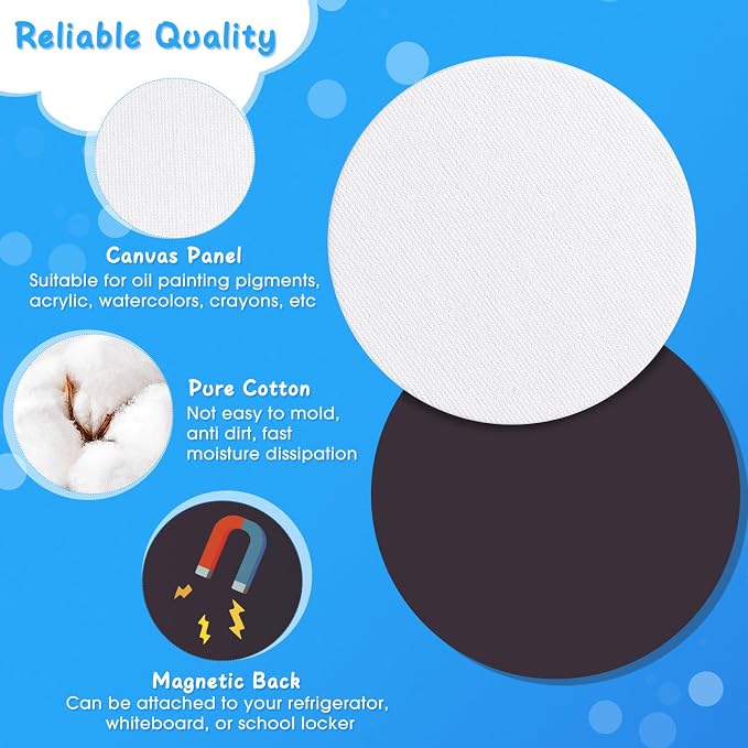 Engrowtic 60 Pcs Mini Magnetic Canvas Panel Boards Magnetic Painting Canvas Panel Various Size for Painting Fridge Locker Art Crafts DIY(Classic)