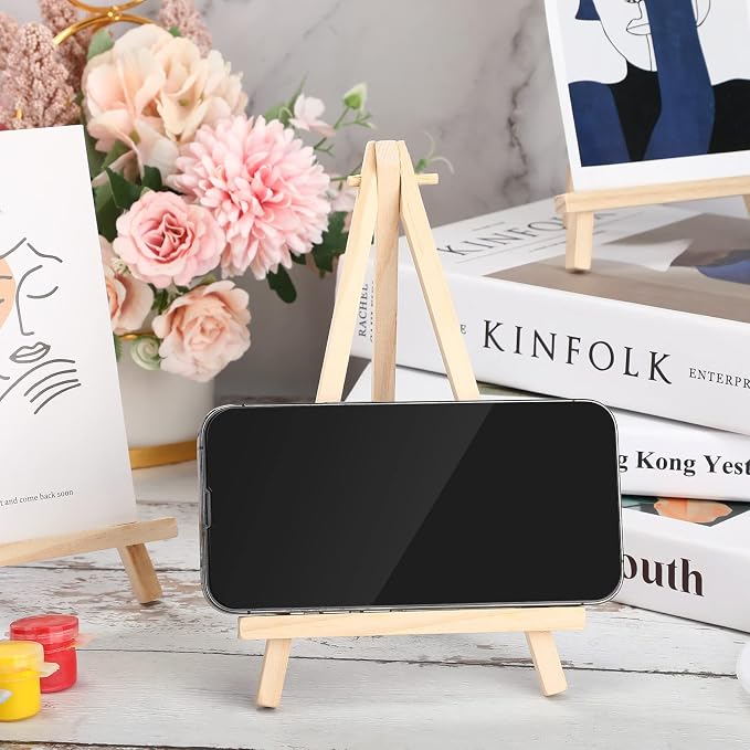 BBTO 30 Pack Wood Easels Tabletop Display Easels Art Craft Painting Easel Stand Wooden Triangle Painting Easel Arts Crafts Tripod Easels for Artist Adults Students