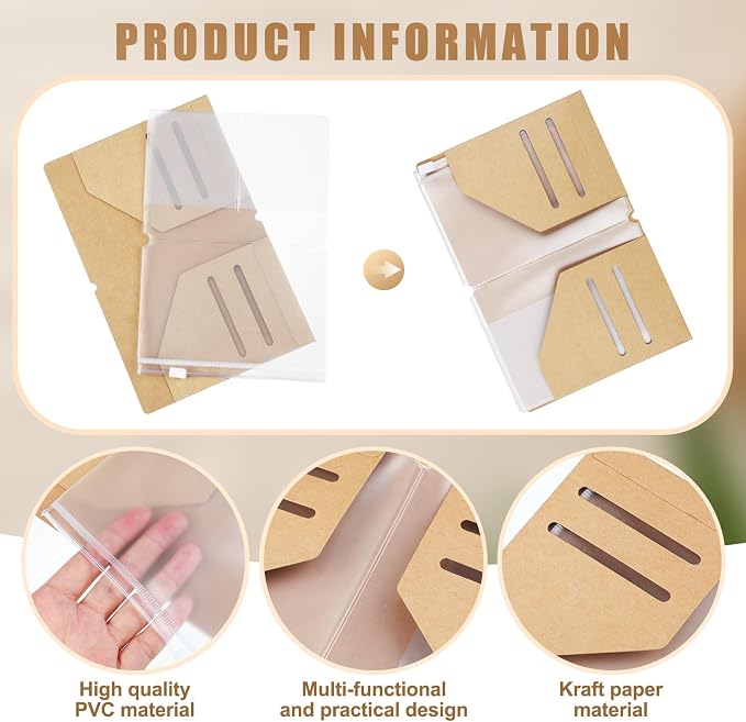 Mooliwe 2 Pack Travelers Journal Notebook Accessories Kit, Passport Size | Kraft File Folder, Zipper Case, Pen Holder, Binder Clip and Elastic Bands, Refillable Insert Organizer for Travel Journals