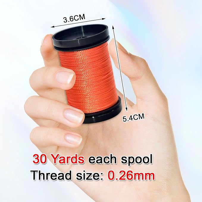 30 Yards Heavy Duty Extra Strong Upholstery Nylon Sewing Thread for Machine, Home, Hand, Craft, and Denim Leather，Color：Bright Orange