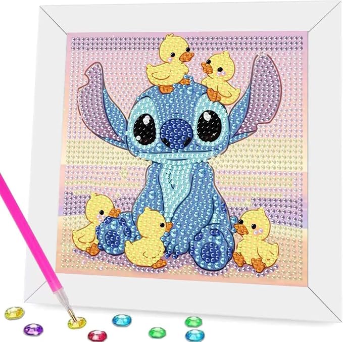 5D Diamond Art Painting Kits for Kids with Wooden Frame - Diamond Art for Kids Ages 6-8-10-12,DIY Art and Crafts Big Gem Gift Diamond Dots Painting by Number Kit Home Wall Decoration(7X7 inch)