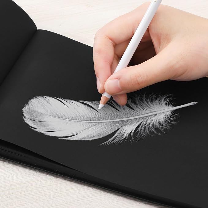 160gsm Black Paper Sketchbook 5.8 × 8.3 in, 50 Sheets Black Paper Notebook