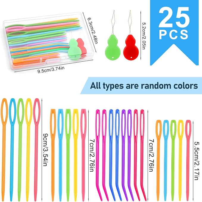 Bupete 25 PCS Yarn Needles, Tapestry Needle Darning Needles for Yarn | Crochet Needle Plastic Needles for Yarn, Weaving Needles, Large Eye Blunt Knitting Needles for Sewing, Knitting, Crochet