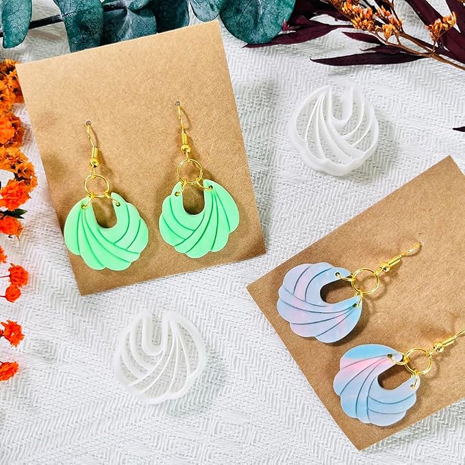 Xaekicr Polymer Clay Cutters – 2PCS Shell Swirl & Abstract Arch Clay Cutters for Polymer Clay Jewelry, Clay Tools and Earring Cutters for DIY Crafts and Earring Kit