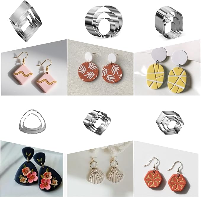 Fesorsi 772 Pcs Clay Earring Making Kit, 39 Polymer Clay Molds Stainless Steel, Polymer Clay Tools with 8 Circle Cutters, 1 Clay Letter Stamps and 710 Pcs Earring Accessories for DIY Jewelry